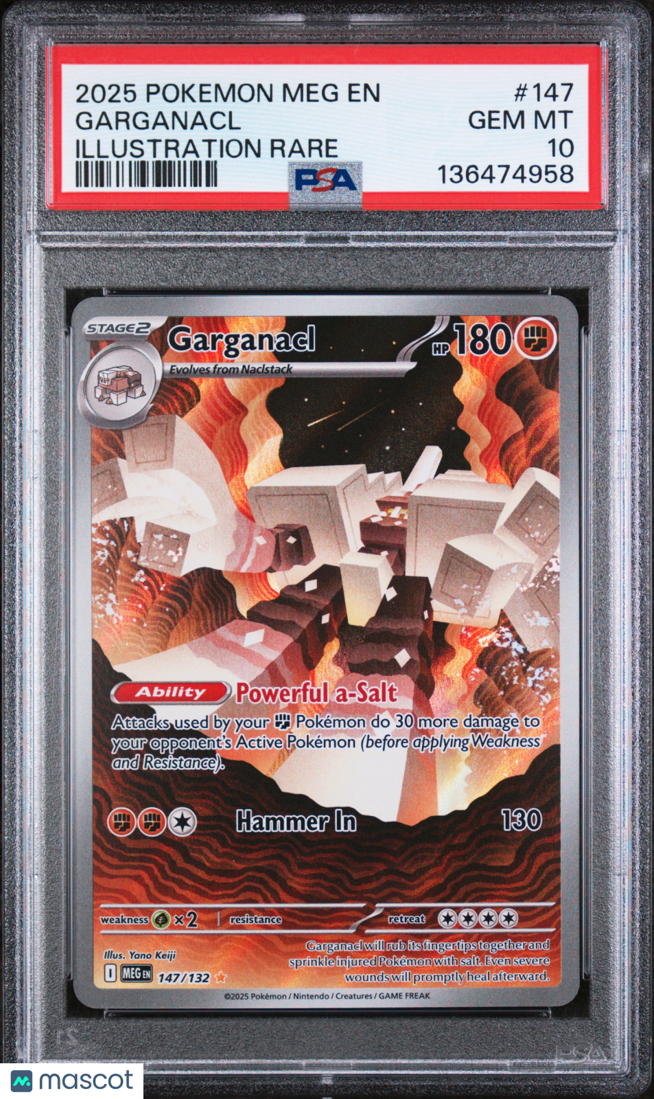 2025 Pokemon Meg En-Mega Evolution Garganacl Illustration Rare PSA 10