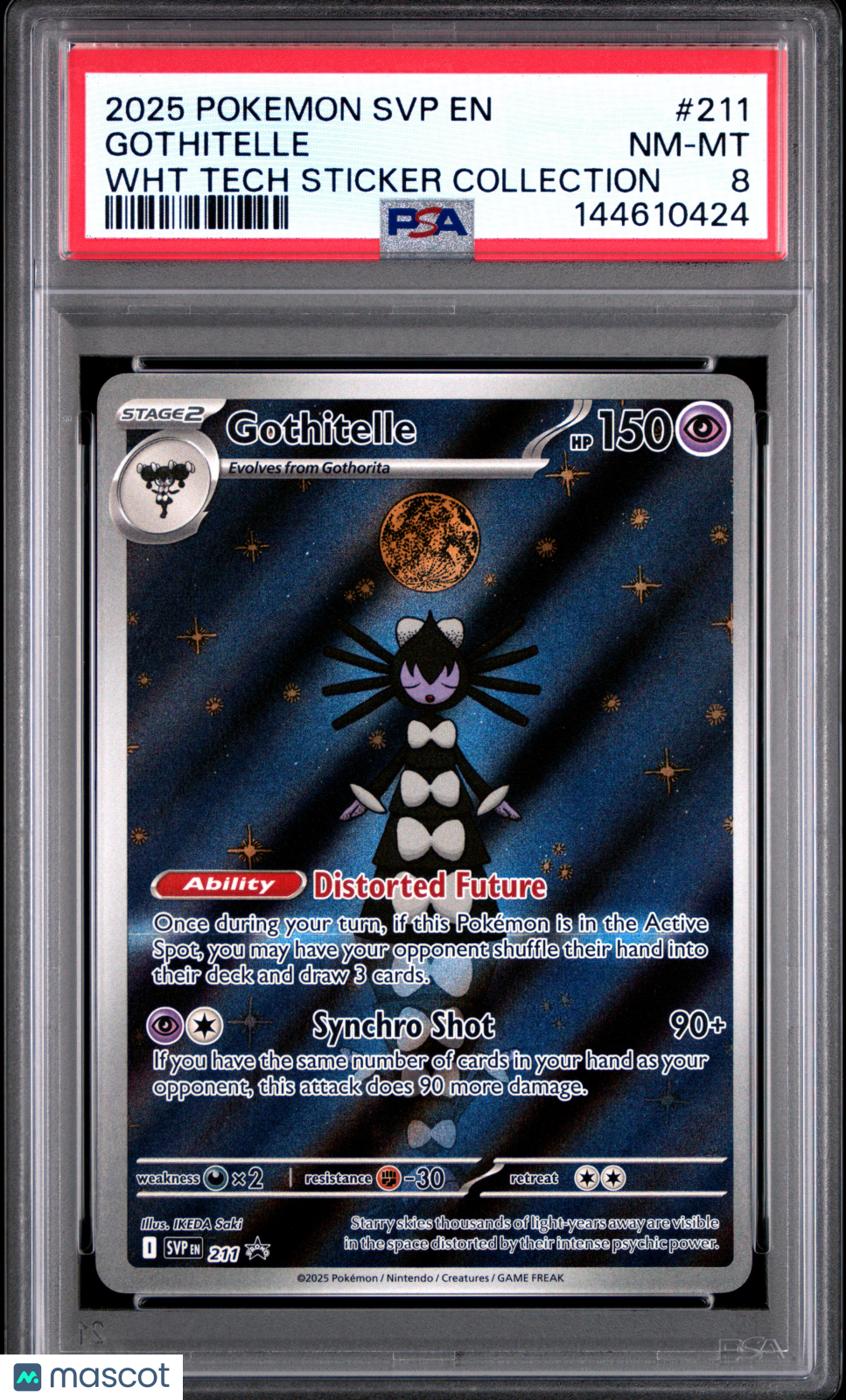 2025 Pokemon Black Star Promo Gothitelle Wht Tech Sticker Collection PSA 8