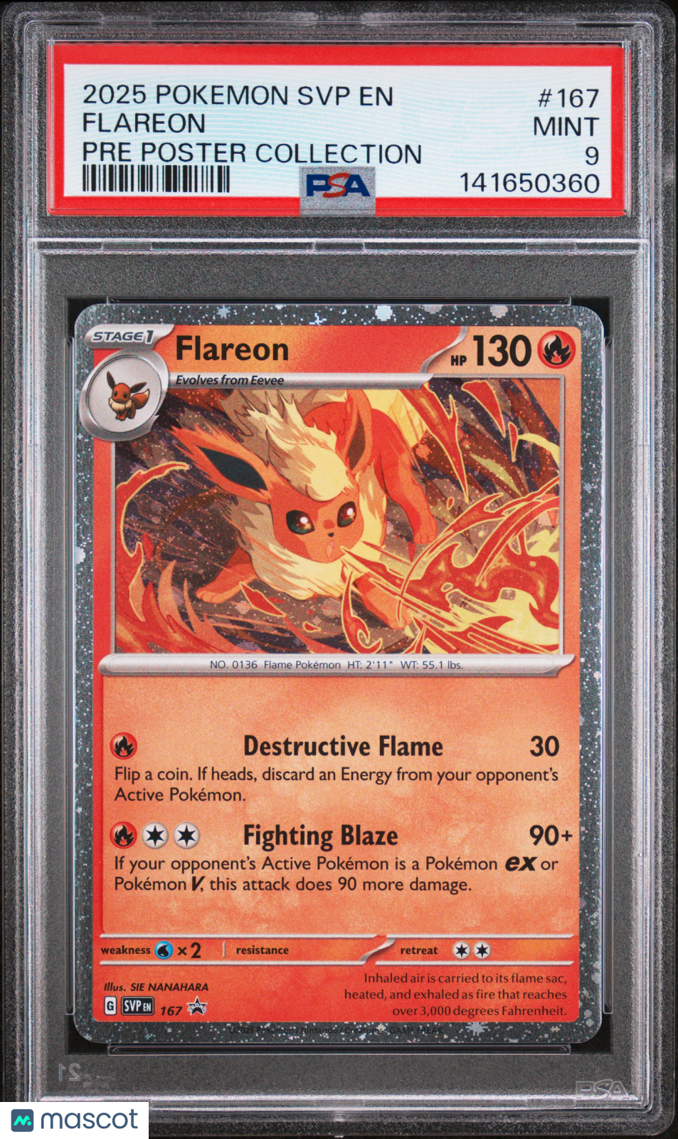 2025 Pokemon Svp En-Sv Black Star Promo Flareon Pre Poster Collection PSA 9
