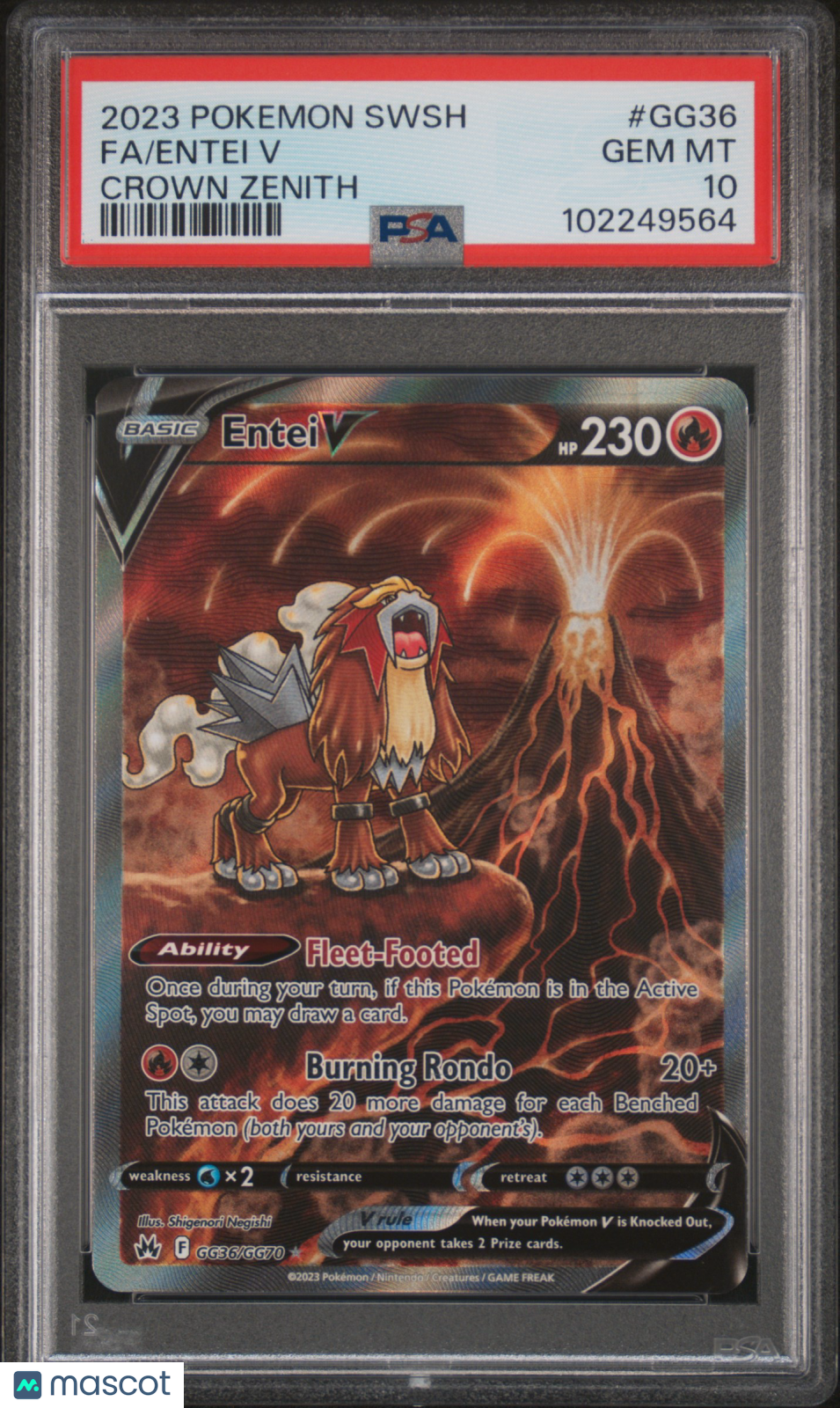 2023 Pokemon Sword And Shield Crown Zenith Fa/Entei V Crown Zenith PSA 10