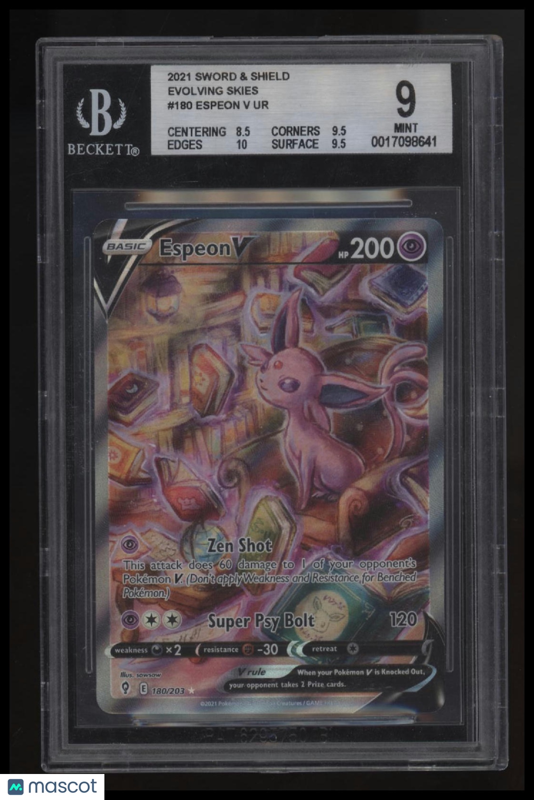 2021 Pokemon Sword and Shield Evolving Skies Espeon V UR BGS 9.0
