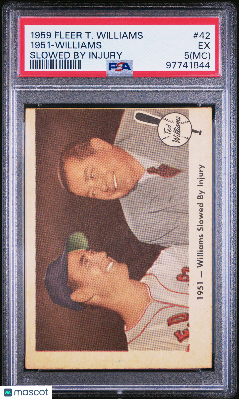 1959 Fleer Ted Williams 1951-Williams Slowed By Injury PSA 5