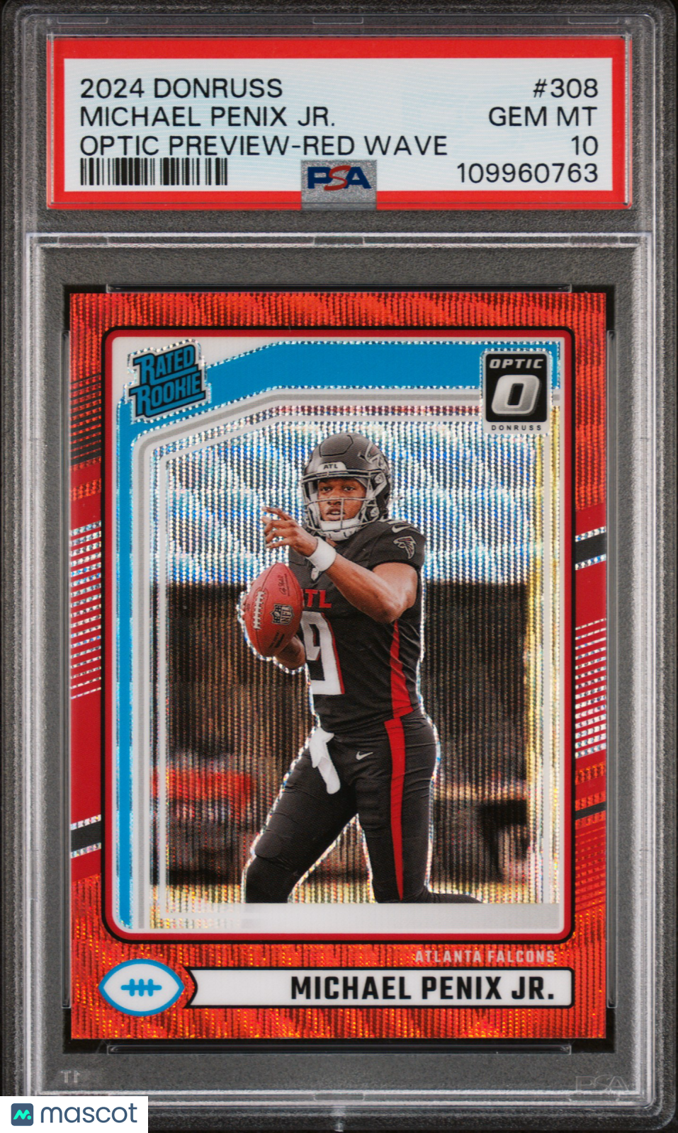 2024 Panini Donruss Michael Penix Jr. Optic Preview-Red Wave PSA 10