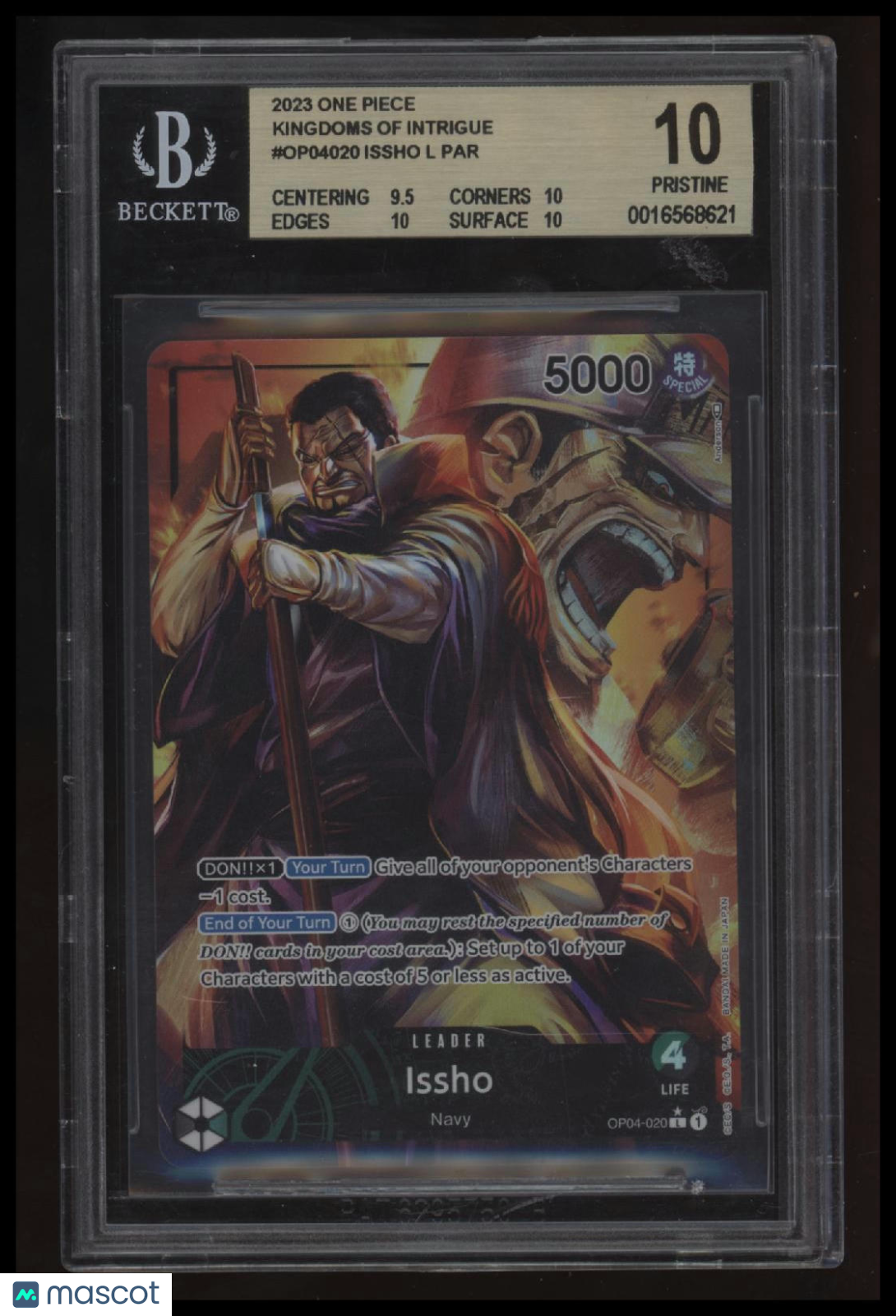 issho one piece card game 2023 One Piece Kingdoms of Intrigue Issho L PAR BGS 10.0
