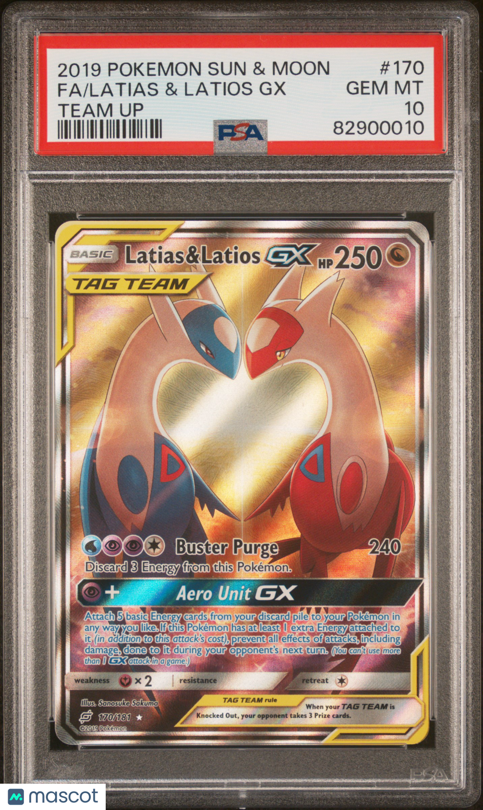 2019 Pokemon Sun &amp; Moon Team Up Fa/Latias &amp; Latios Gx Team Up PSA 10