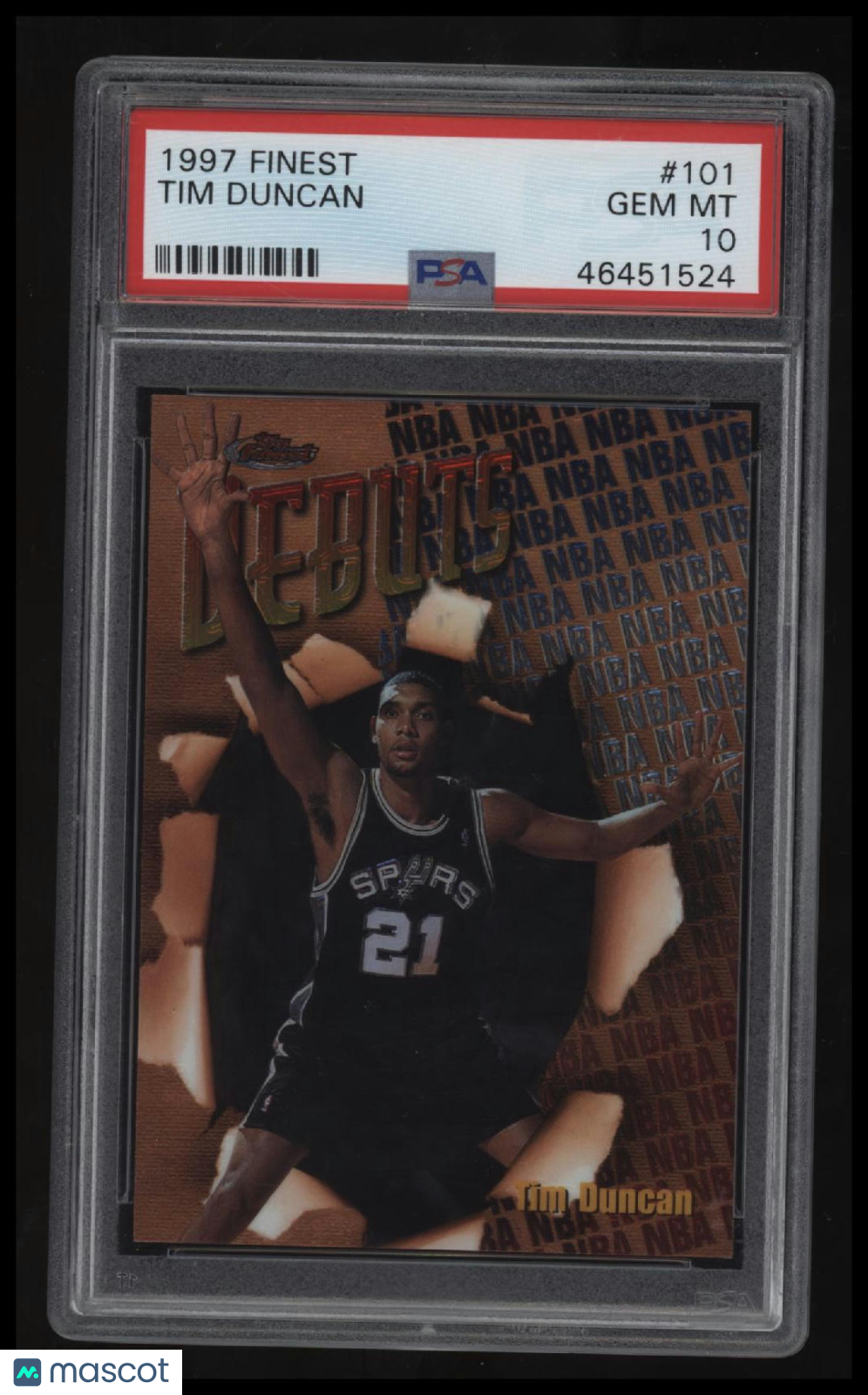 1997 Finest Tim Duncan PSA 10