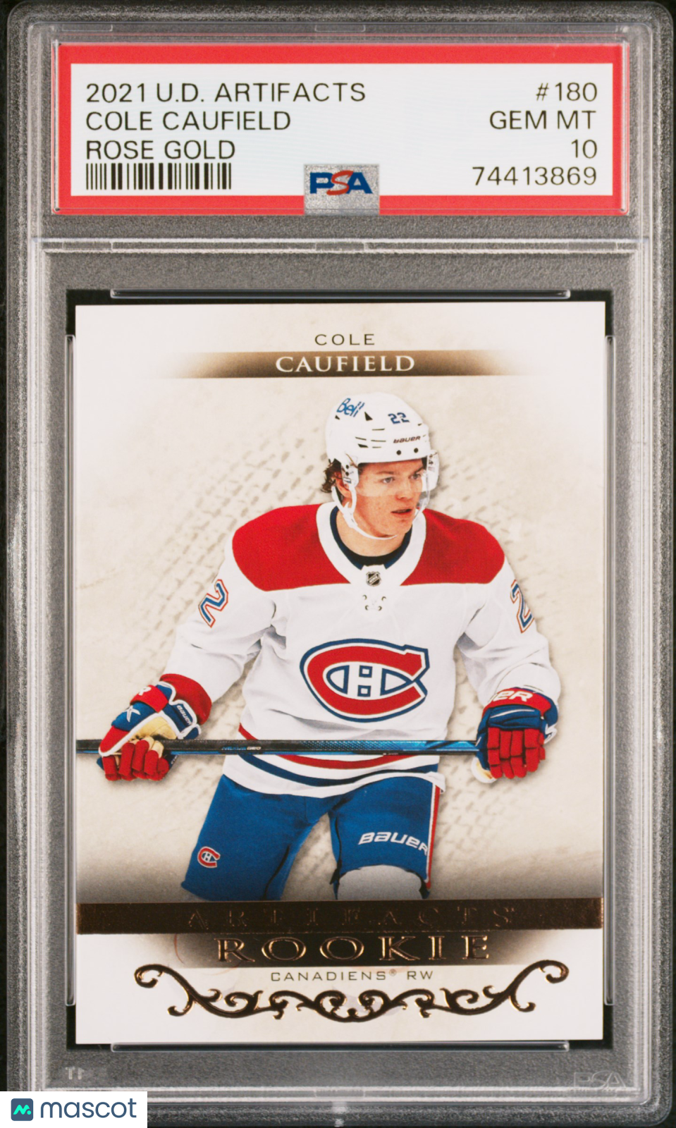 2021 Upper Deck Artifacts Cole Caufield Rose Gold PSA 10