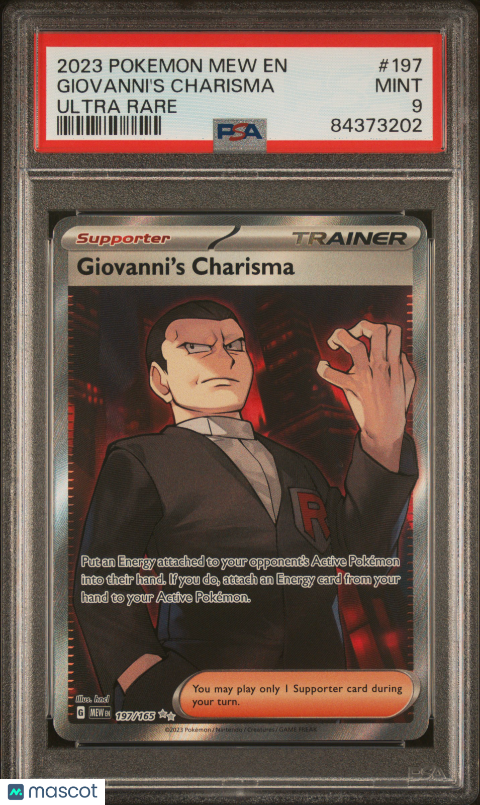 2023 Pokemon Mew En-151 Giovanni'S Charisma Ultra Rare PSA 9