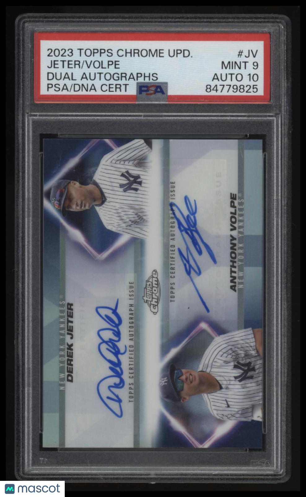 2023 Topps Chrome Update Derek Jeter / Anthony Volpe Dual Autographs PSA 9