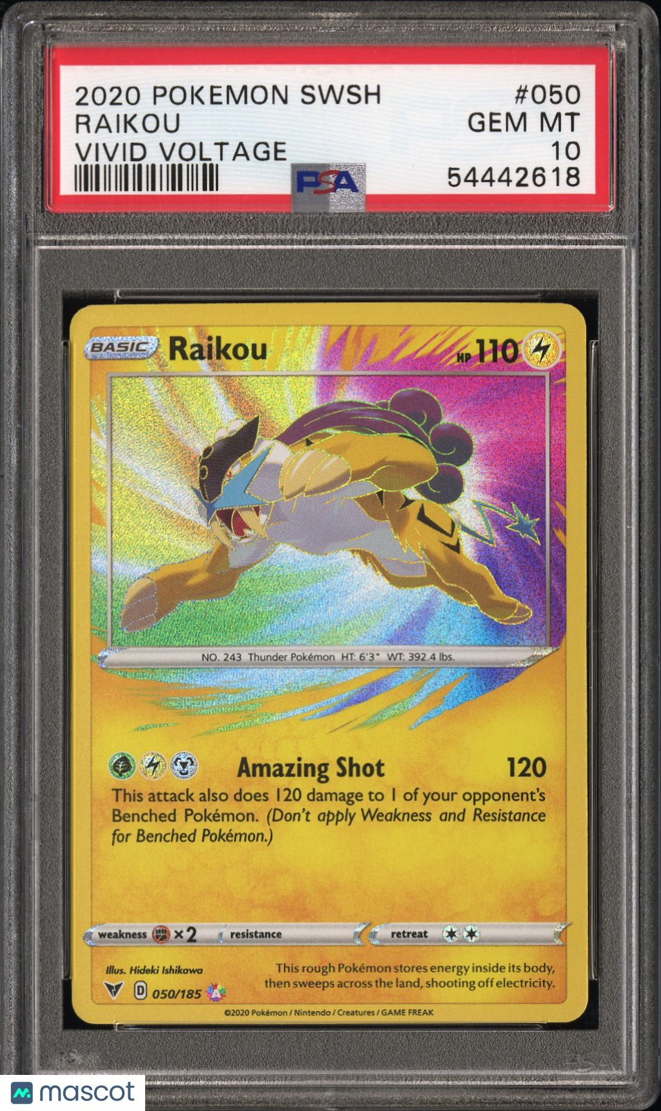 2020 Pokemon Sword & Shield Vivid Voltage Raikou Vivid Voltage PSA 10