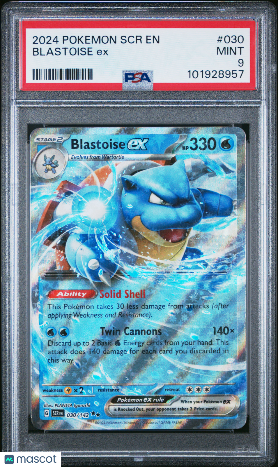 2024 Pokemon Scr En-Stellar Crown Blastoise Ex PSA 9