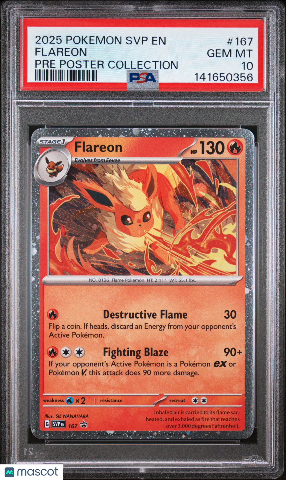 2025 Pokemon Svp En-Sv Black Star Promo Flareon Pre Poster Collection PSA 10