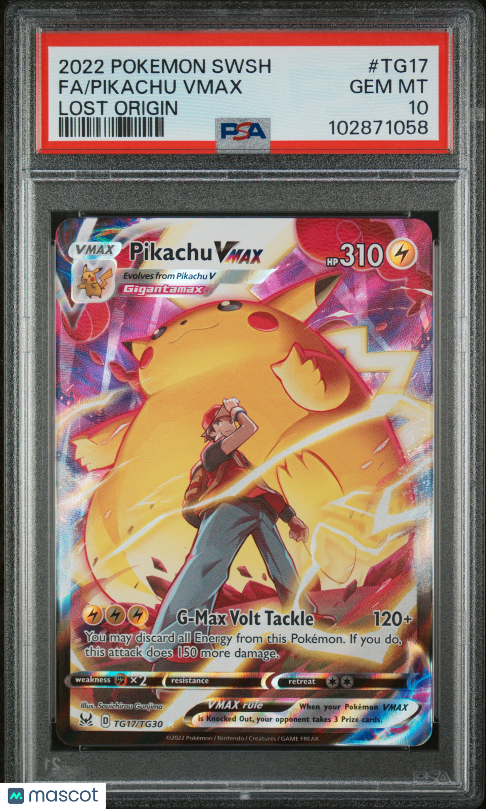 2022 Pokemon Sword & Shield Lost Origin Fa/Pikachu Vmax Lost Origin PSA 10