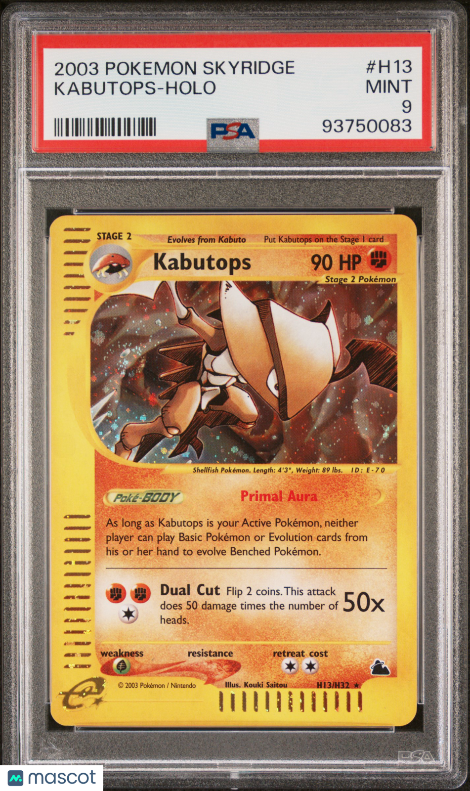 2003 Pokemon Skyridge Kabutops-Holo PSA 9