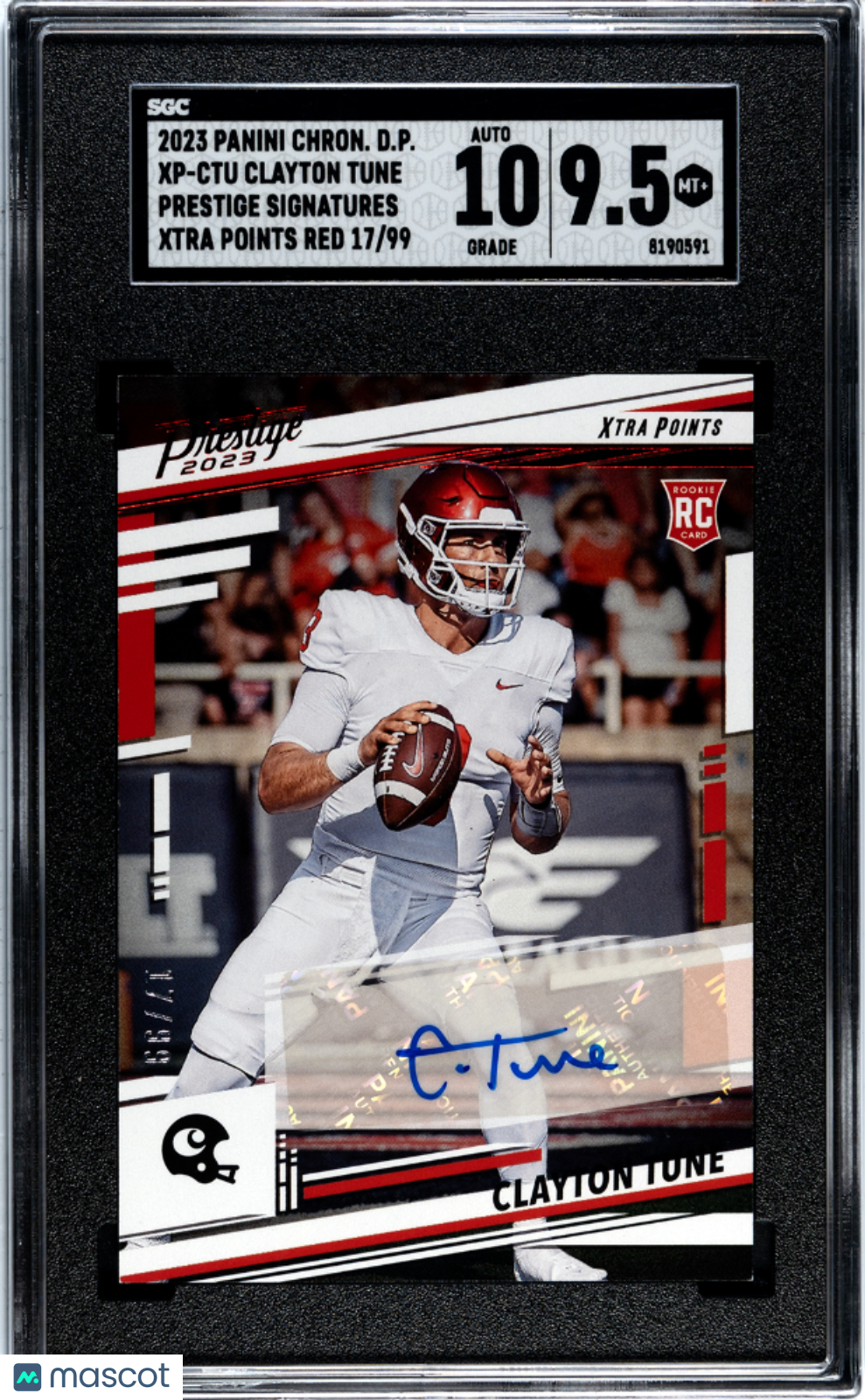 2023 Panini Chronicles Draft Picks Clayton Tune Prestige Sigs Red SGC 9.5