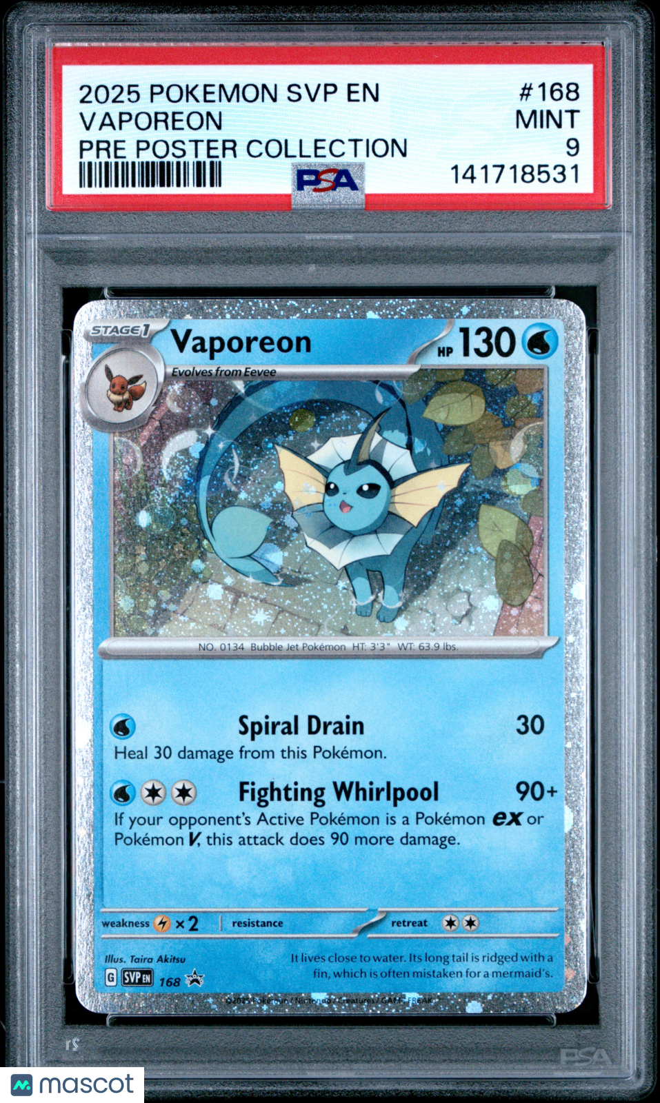 2025 Pokemon Svp En-Sv Black Star Promo Vaporeon Pre Poster Collection PSA 9
