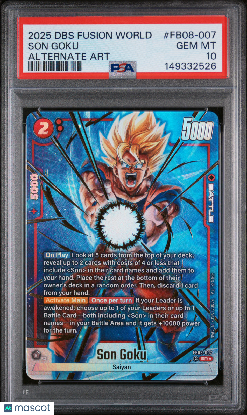 2025 Dragon Ball Super Fusion World Saiyan's Pride Son Goku Alt Art PSA 10
