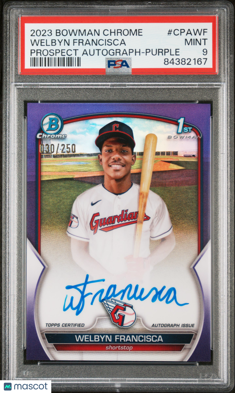 2023 Bowman Chrome Welbyn Francisca Prospect Autograph-Purple PSA 9