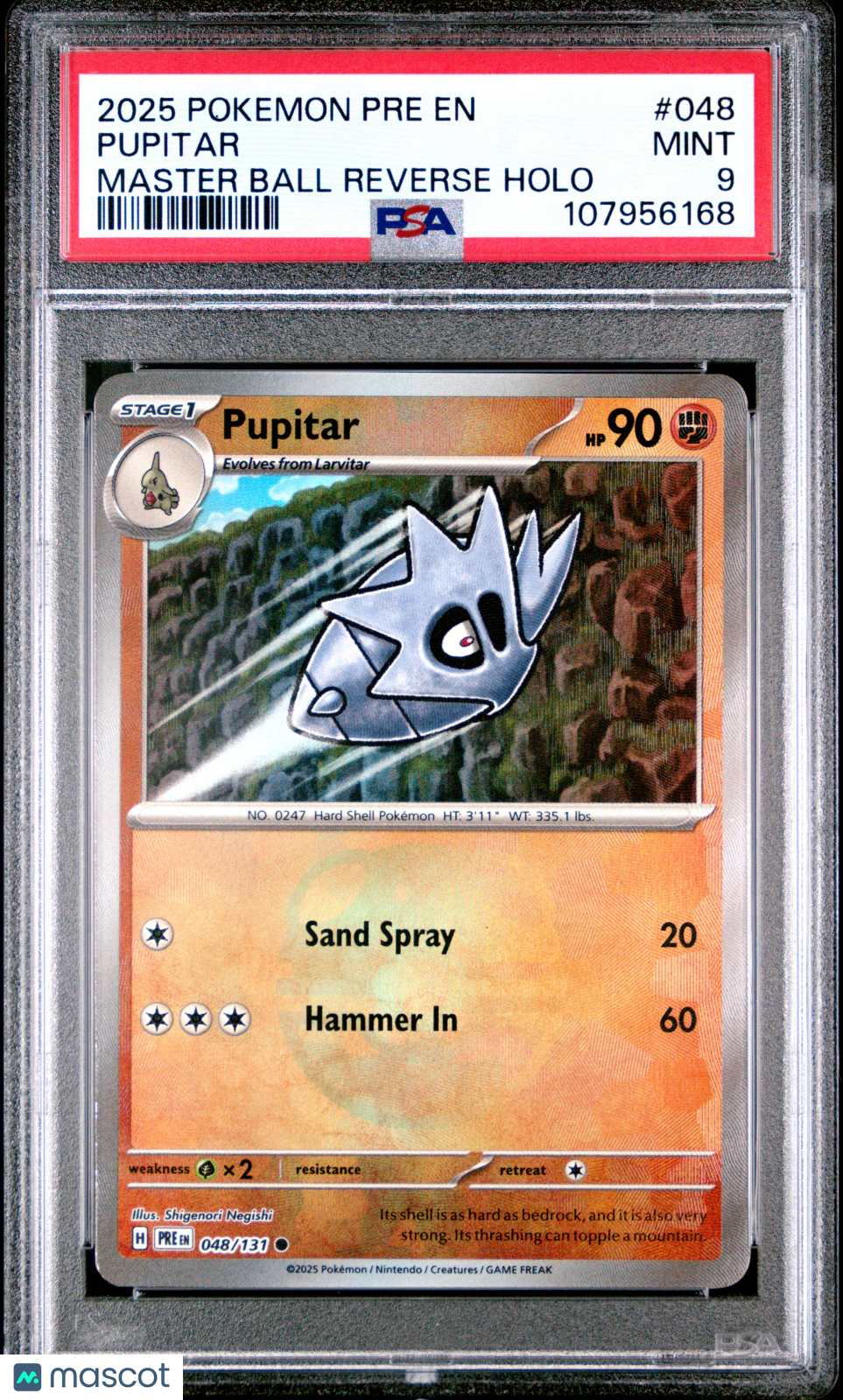 2025 Pokemon Pre En-Prismatic Evolutions Pupitar Master Ball PSA 9