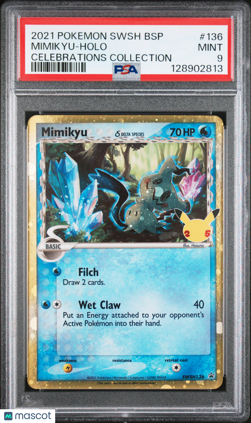 2021 Pokemon Swsh Black Star Promo Mimikyu-Holo Celebrations Collection PSA 9