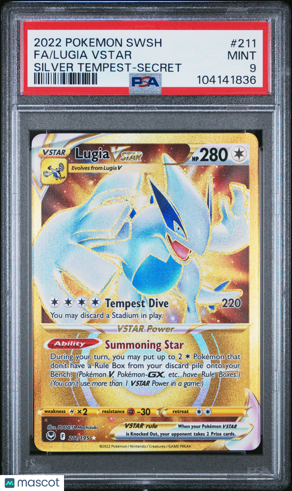 2022 Pokemon Sword & Shield Silver Tempest Fa/Lugia Vstar Secret PSA 9
