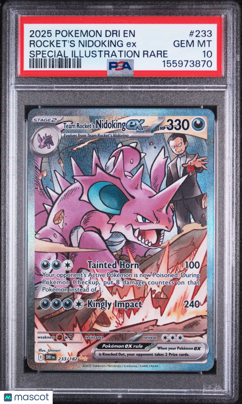 2025 Pokemon Dri En-Destined Rivals Rocket'S Nidoking Ex SIR PSA 10