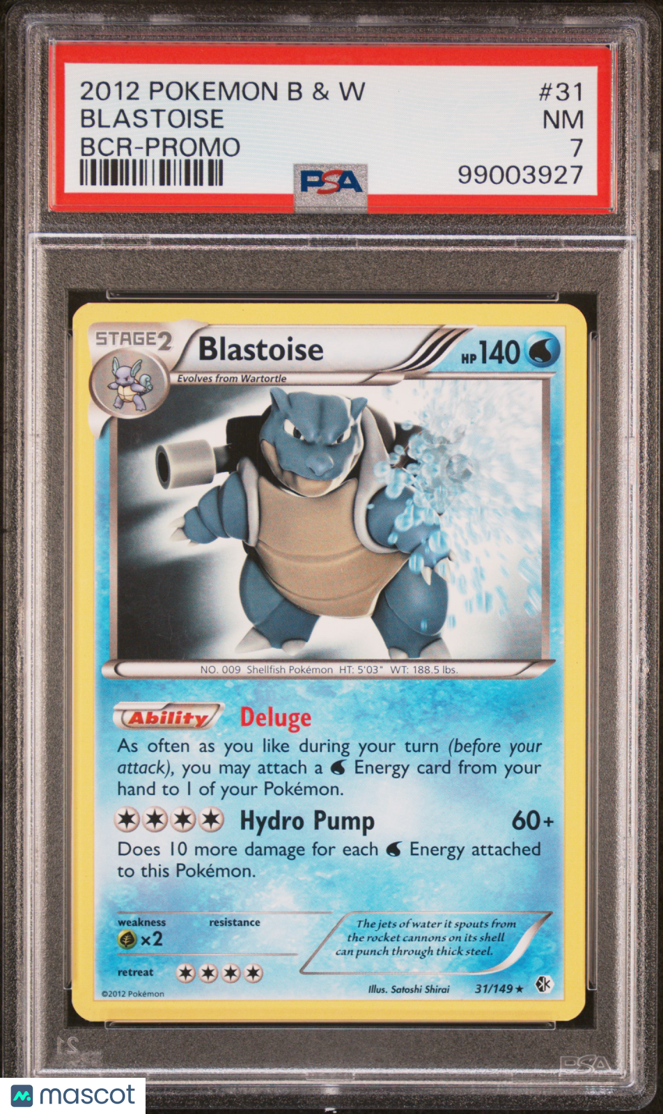 2012 Pokemon Black & White Boundaries Crossed Blastoise Bcr-Promo PSA 7