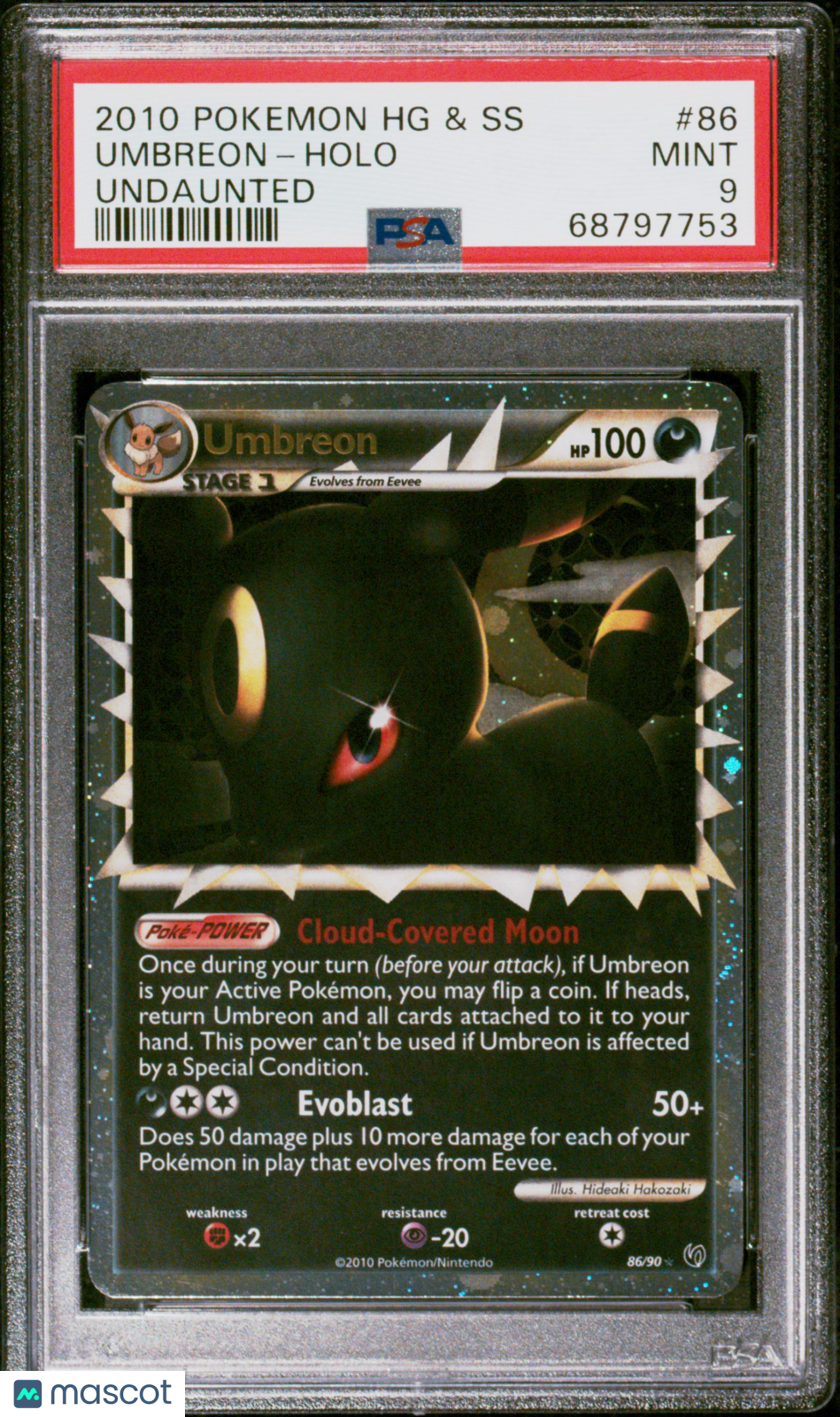 2010 Pokemon Heartgold & Soulsilver Undaunted Umbreon-Holo Undaunted PSA 9