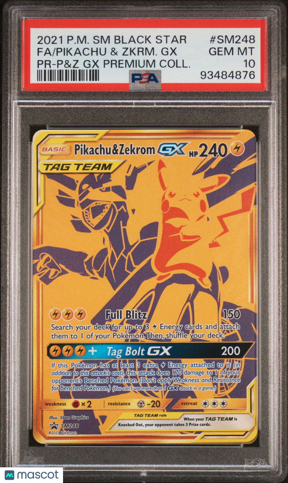 2021 Pokemon Sm Black Star Promo Fa/Pikachu & Zkrm. Gx Pr-P&Z Gx PSA 10