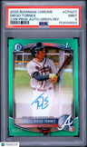2025 Bowman Chrome Prospect Autographs Diego Tornes Green Ref PSA 9