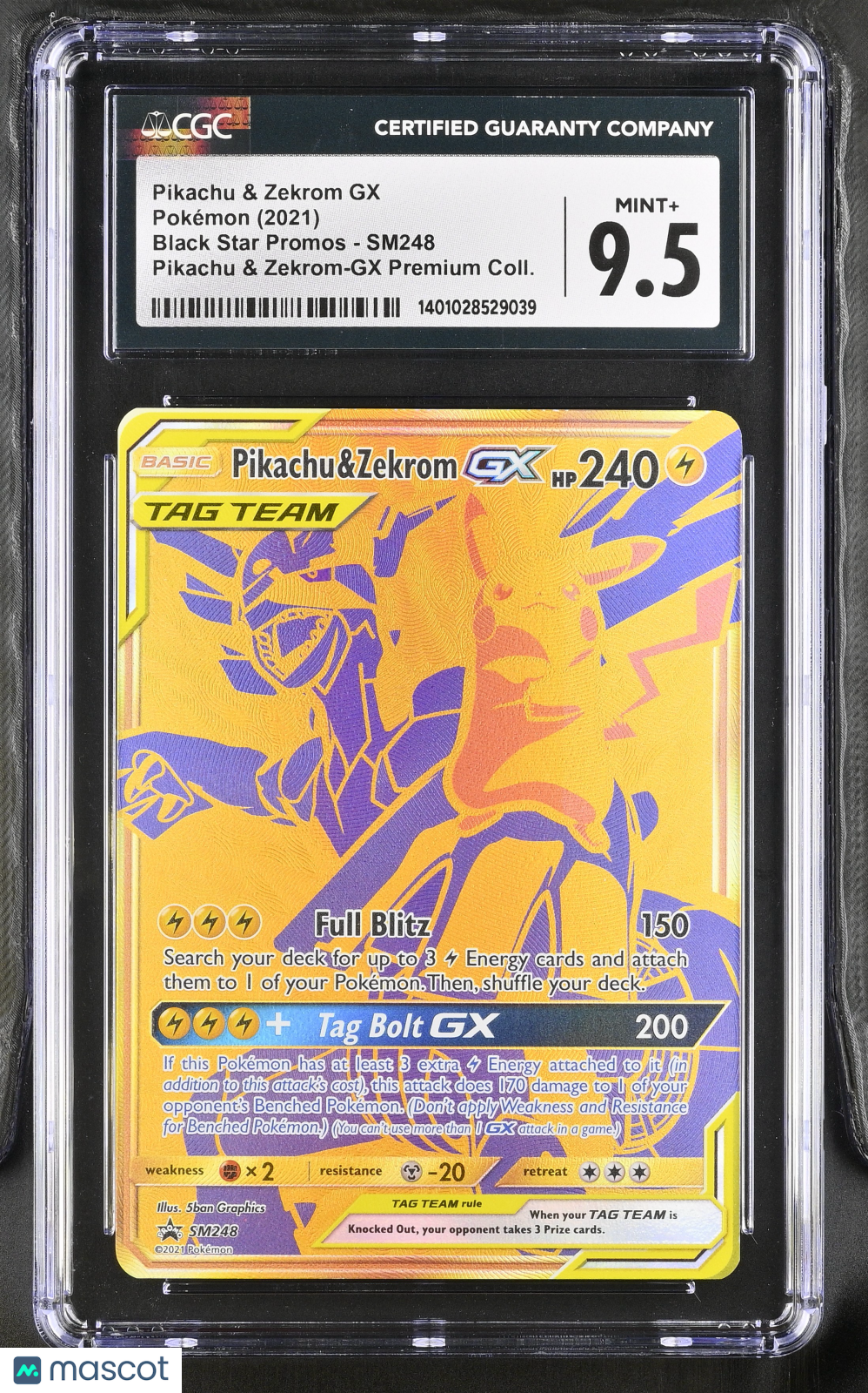 2021 Black Star Promos - Sun &amp; Moon Pikachu &amp; Zekrom GX CGC 9.5