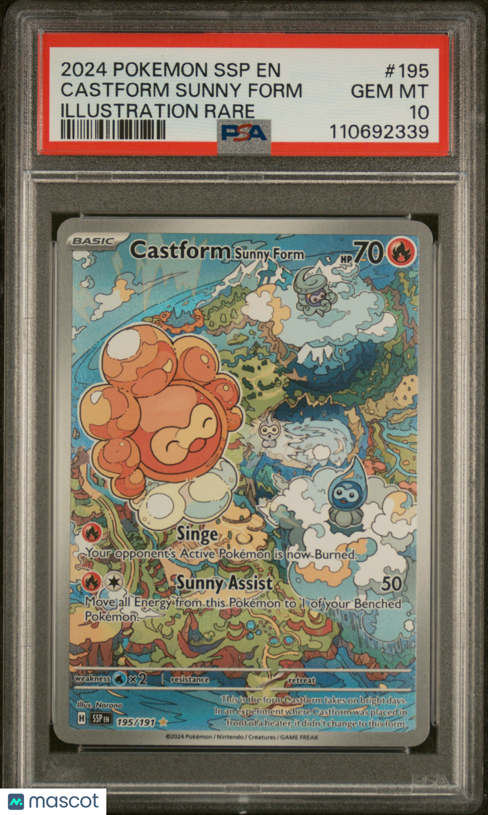 2024 Pokemon Ssp En-Surging Sparks Castform Sunny Form Illustration Rare PSA 10