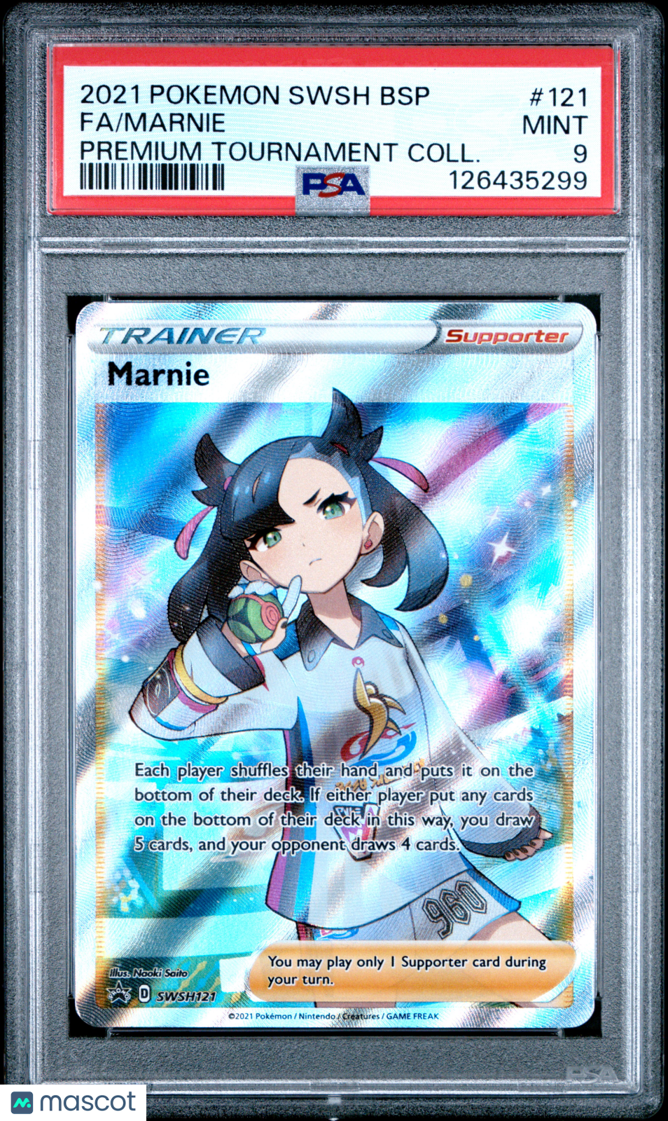 2021 Pokemon Swsh Black Star Promo Fa/Marnie Premium Tournament Coll. PSA 9