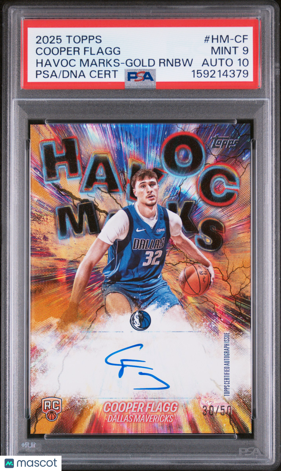 2025 Topps Havoc Marks Cooper Flagg Havoc Marks-Gold Rnbw PSA 9