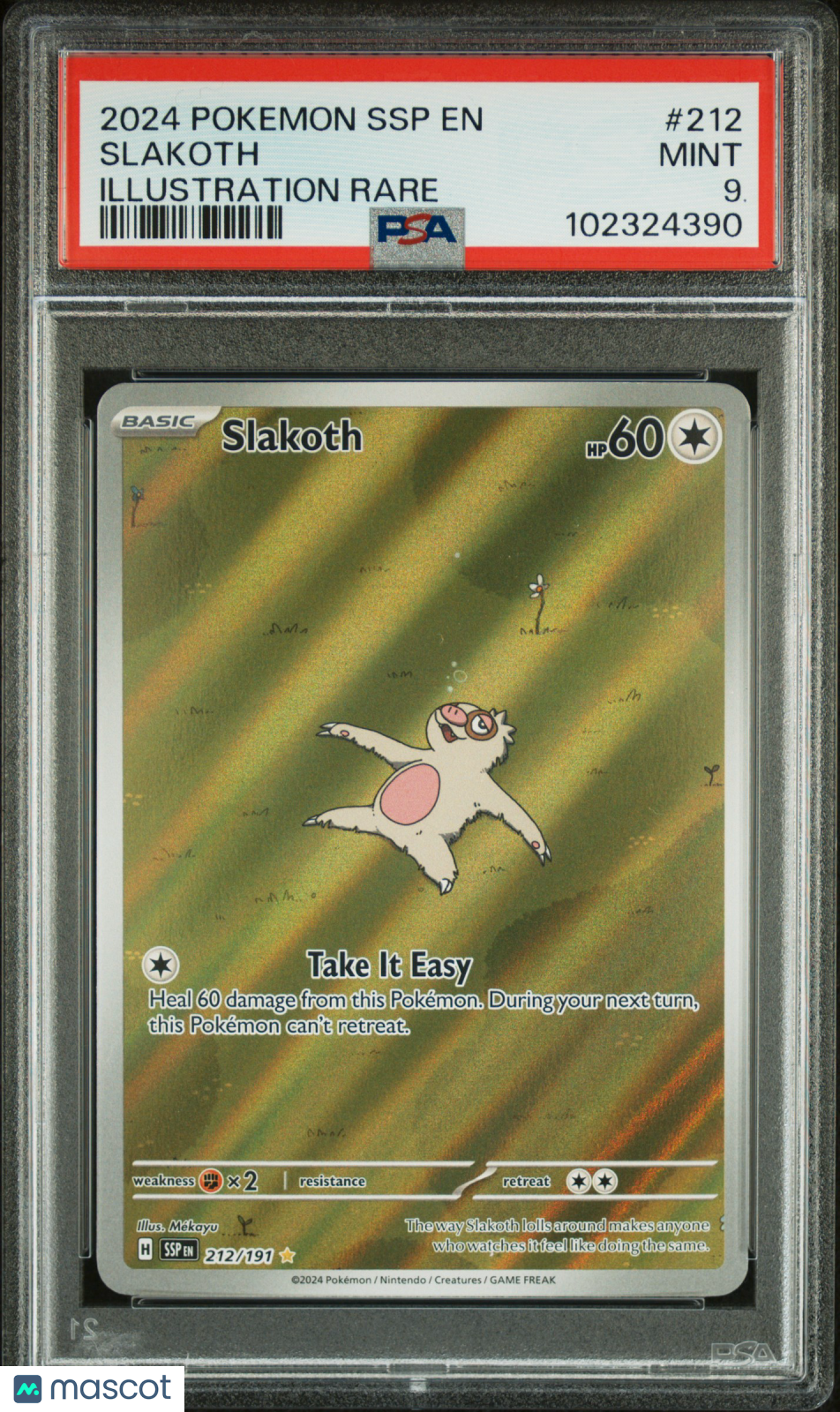 2024 Pokemon Ssp En-Surging Sparks Slakoth Illustration Rare PSA 9