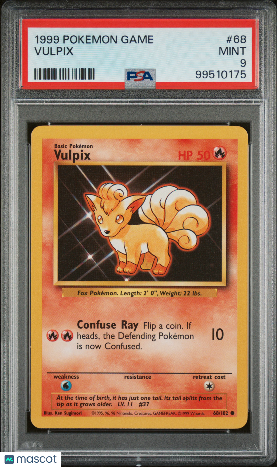 1999 Pokemon Game Vulpix PSA 9