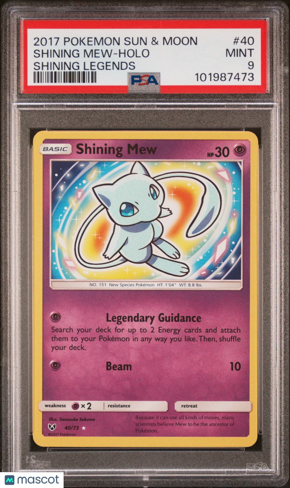 2017 Pokemon Sun & Moon Shining Legends Shining Mew-Holo Shining Legends PSA 9