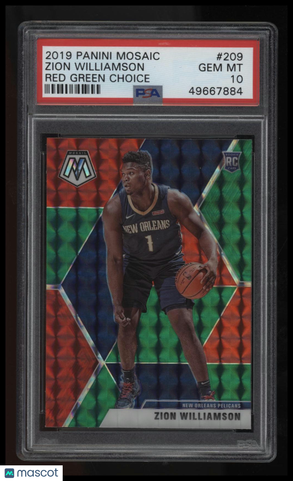 2019 Panini Mosaic Zion Williamson Red Green Choice PSA 10