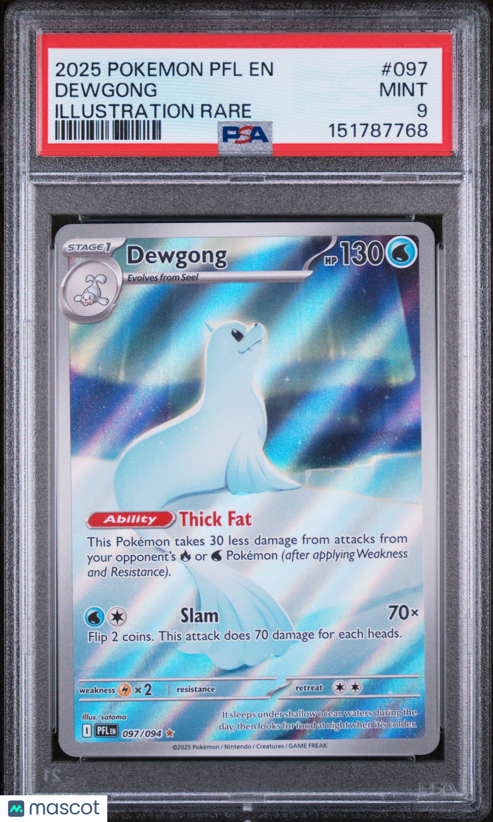 2025 Pokemon Pfl En-Phantasmal Flames Dewgong Illustration Rare PSA 9