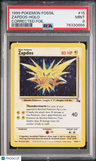 1999 Pokemon Fossil Zapdos-Holo Corrected Foil PSA 9