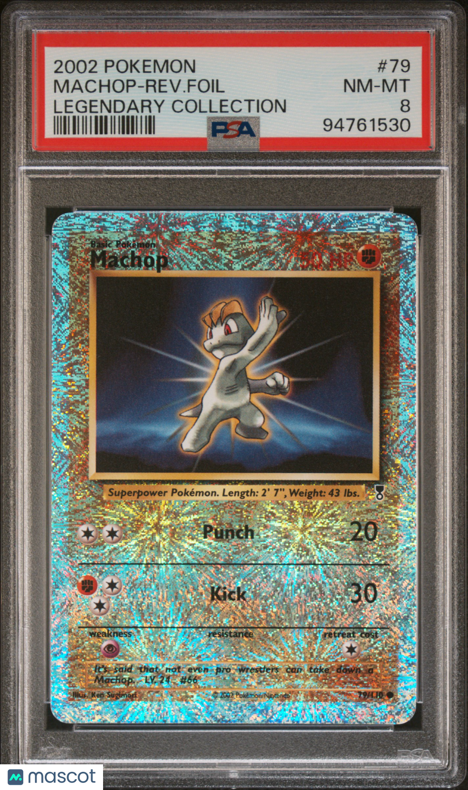 2002 Pokemon Legendary Collection Machop-Rev.Foil PSA 8