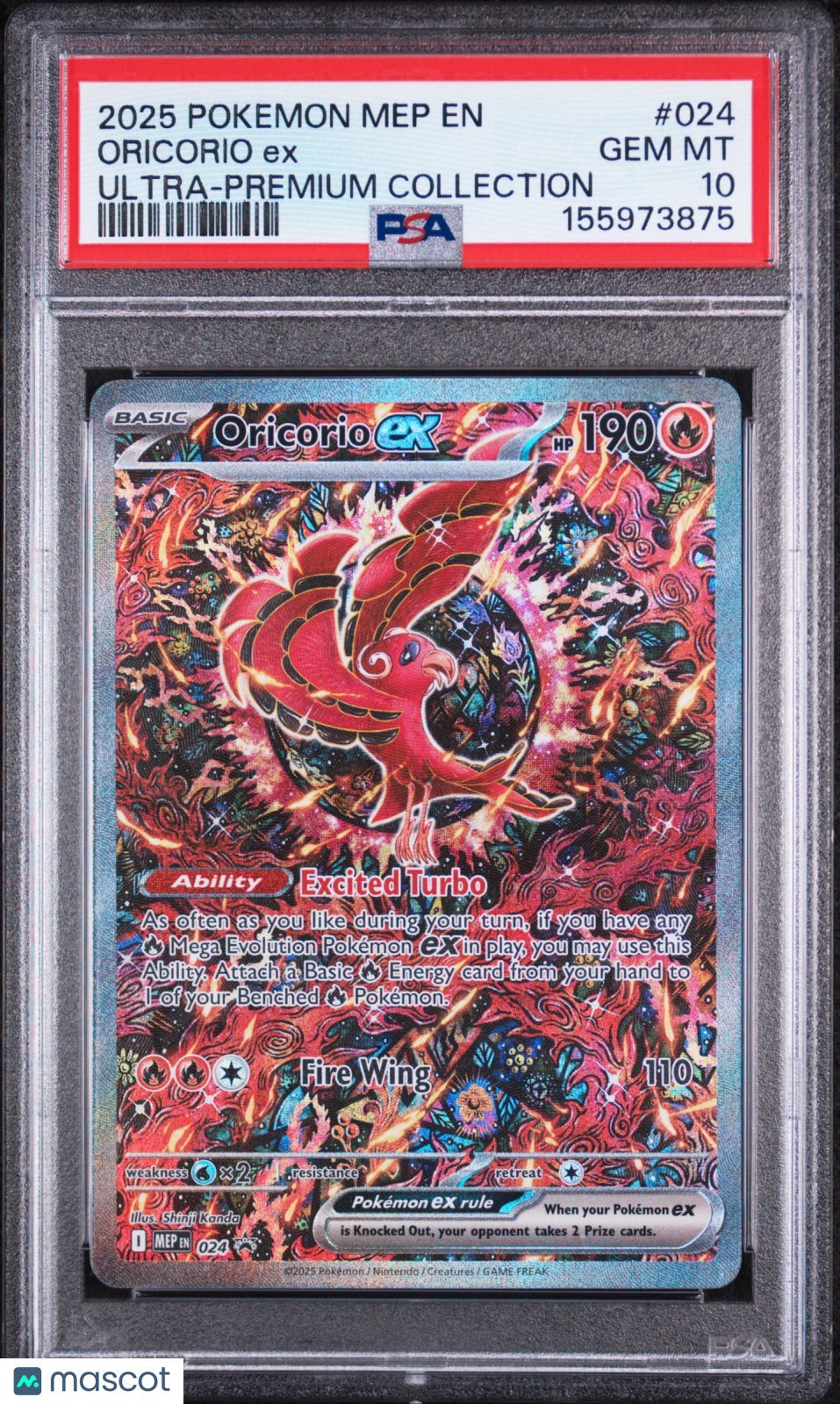 2025 Pokemon Me Black Star Promo Oricorio Ex Ultra-Premium Collection PSA 10