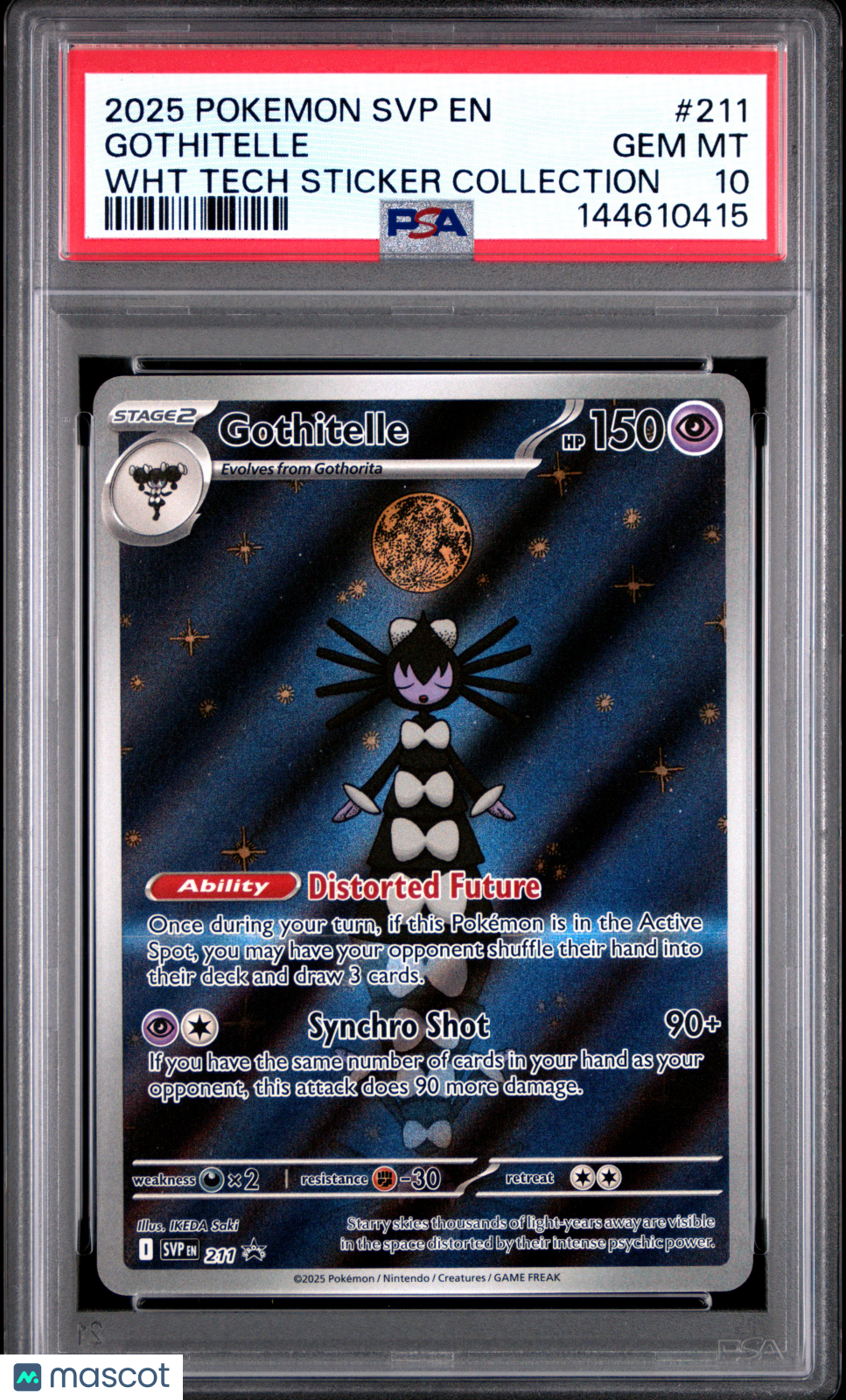 2025 Pokemon Black Star Promo Gothitelle Wht Tech Sticker Collection PSA 10