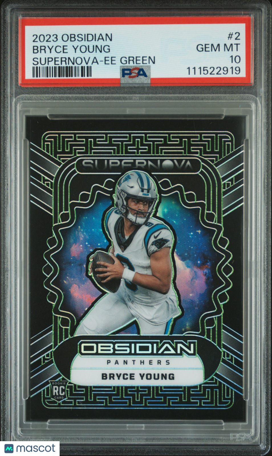 2023 Panini Obsidian Supernova Bryce Young Supernova-Ee Green PSA 10