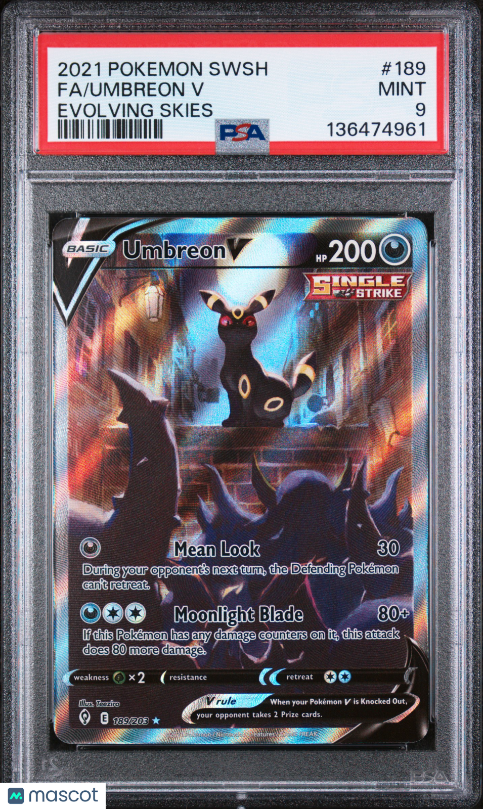 2021 Pokemon Sword & Shield Evolving Skies Fa/Umbreon V Evolving Skies PSA 9