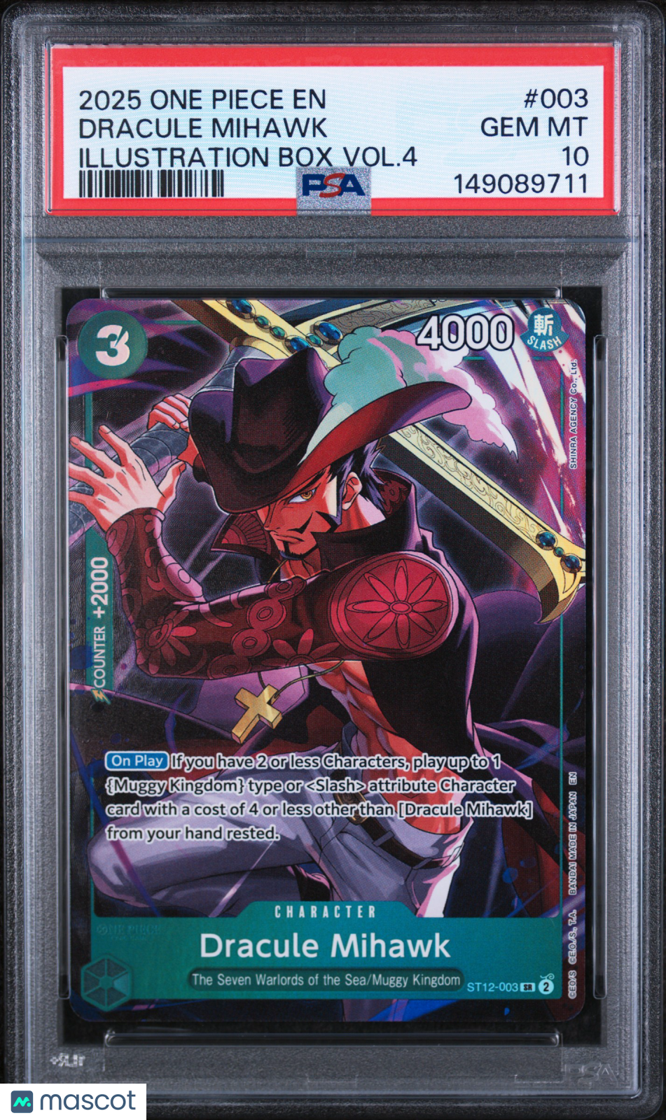 2025 One Piece Promos Dracule Mihawk Illustration Box Vol.4 PSA 10
