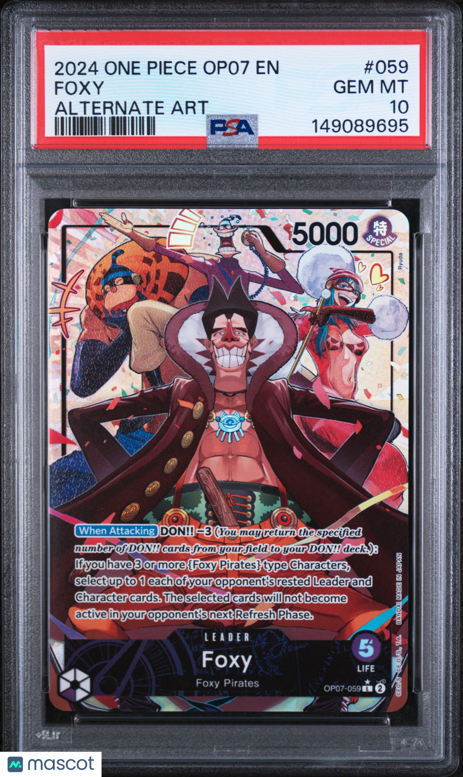 2024 One Piece Op07-500 Years In The Future Foxy Alternate Art PSA 10