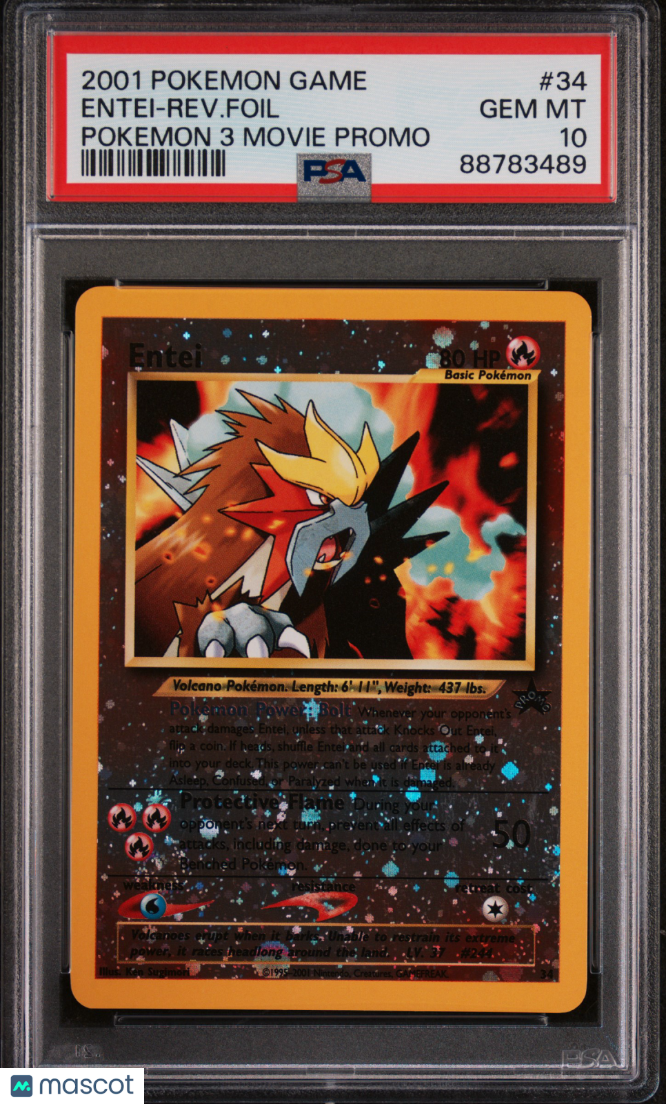 2001 Pokemon Game Movie Entei-Rev.Foil PSA 10 88783489