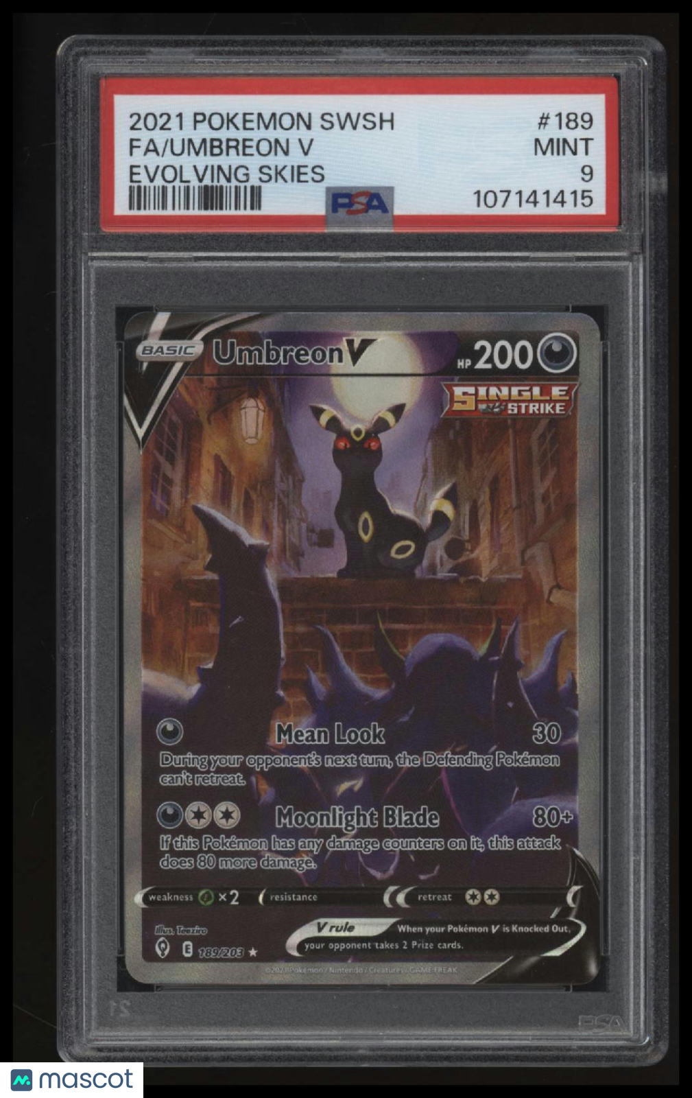 2021 Pokemon Sword & Shield Evolving Skies Fa/Umbreon V Evolving Skies PSA 9
