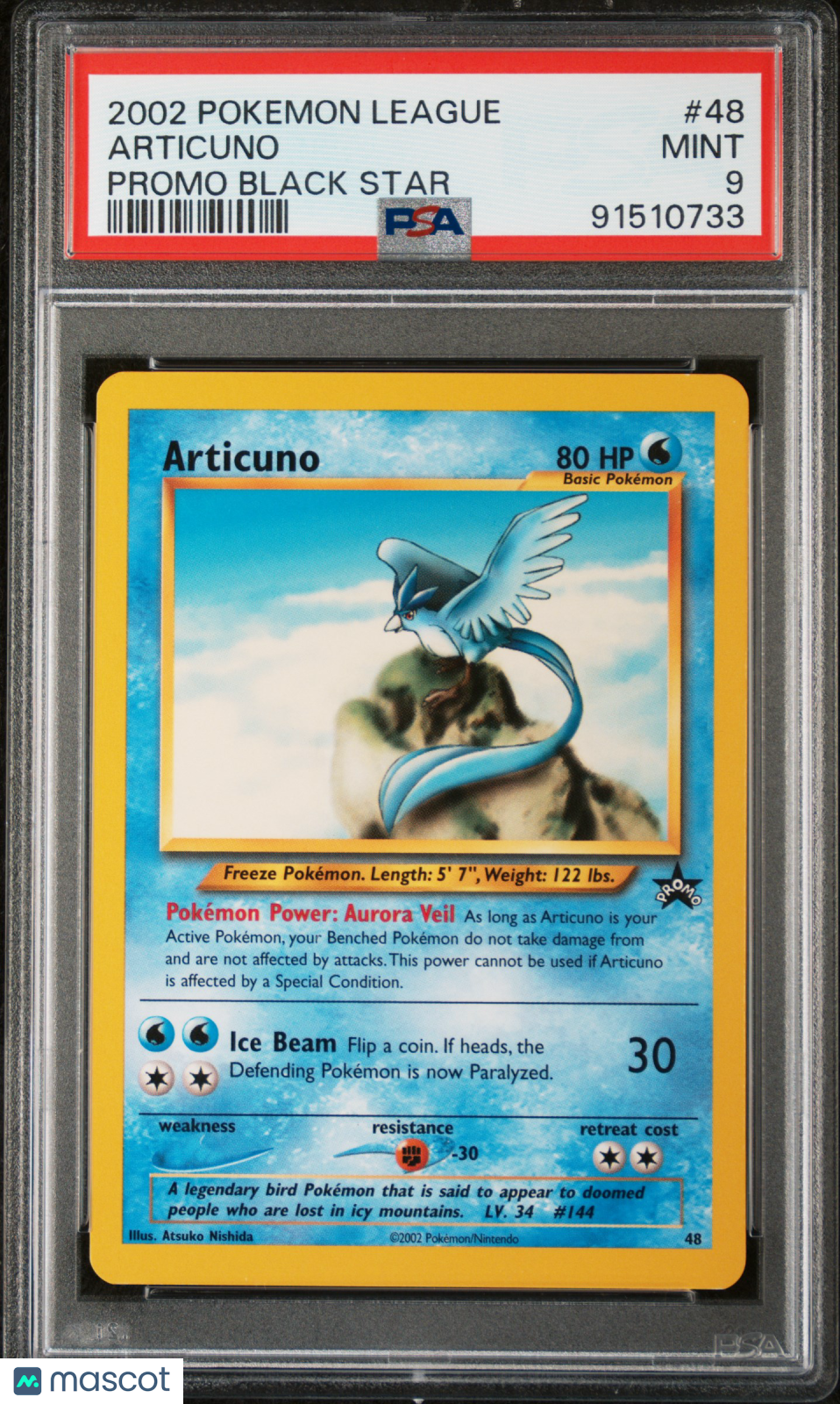 2002 Pokemon League Promo Black Star Articuno Promo Black Star PSA 9